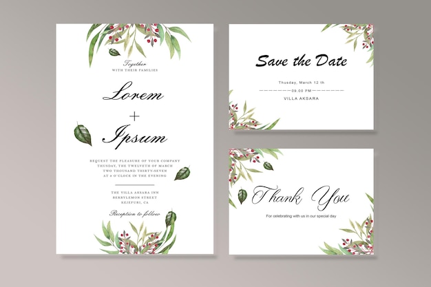 Beautiful vintage wedding invitation cards psd