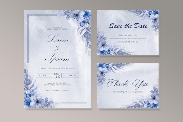 Beautiful vintage wedding invitation cards psd