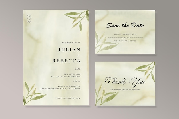 Beautiful vintage wedding invitation cards psd