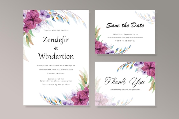 Beautiful vintage wedding invitation cards psd