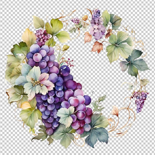 PSD beautiful watercolor different floral flower round frame shape design