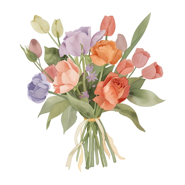 Beautiful Watercolor Floral Bouquet with Vibrant Spring Flowers