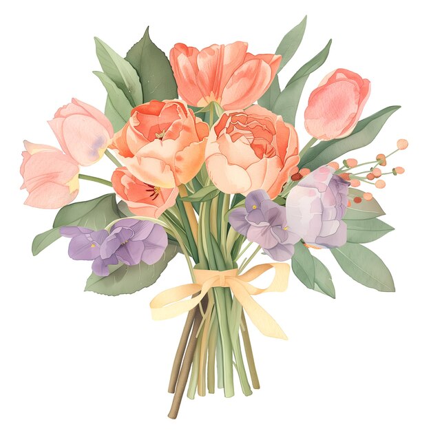 Beautiful Watercolor Floral Bouquet with Vibrant Spring Flowers