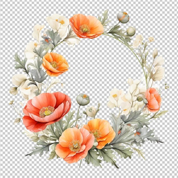 Beautiful Watercolor Floral Different Flower Round Frame shape Design