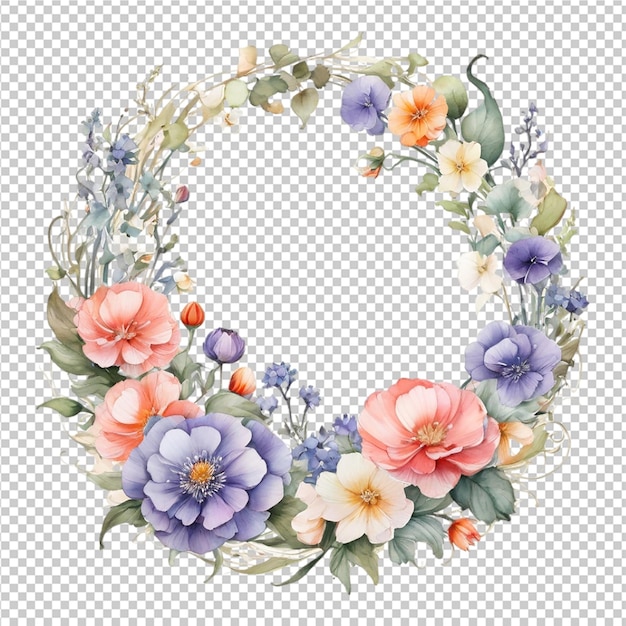 Beautiful Watercolor Floral Different Flower Round Frame shape Design