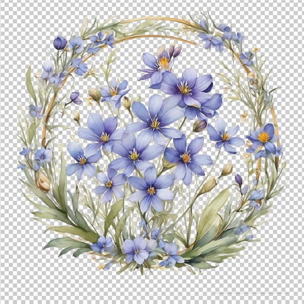 PSD beautiful watercolor floral different flower round frame shape design