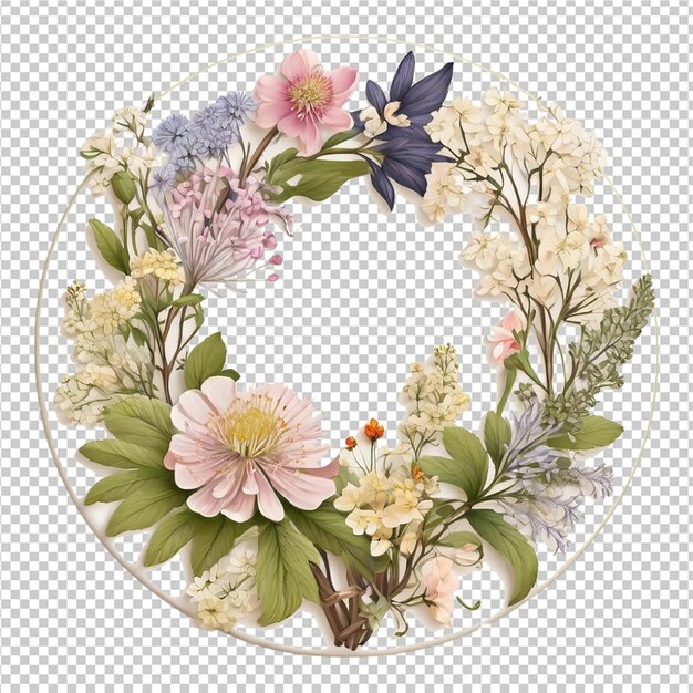 Beautiful Watercolor Floral Different Flower Round Frame shape Design