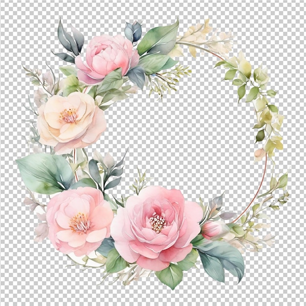 Beautiful Watercolor Floral Flower Round Frame Design