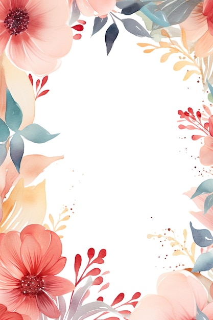 Beautiful watercolor flowers frame