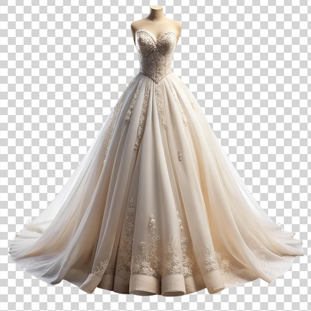 PSD a beautiful wedding dress isolated on transparent background