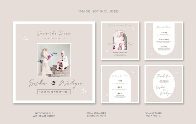 Beautiful wedding invitation social media post template