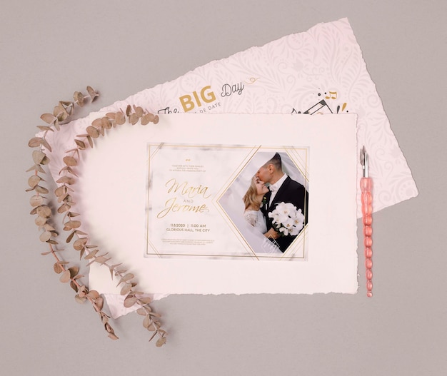 Beautiful wedding invitation stationery