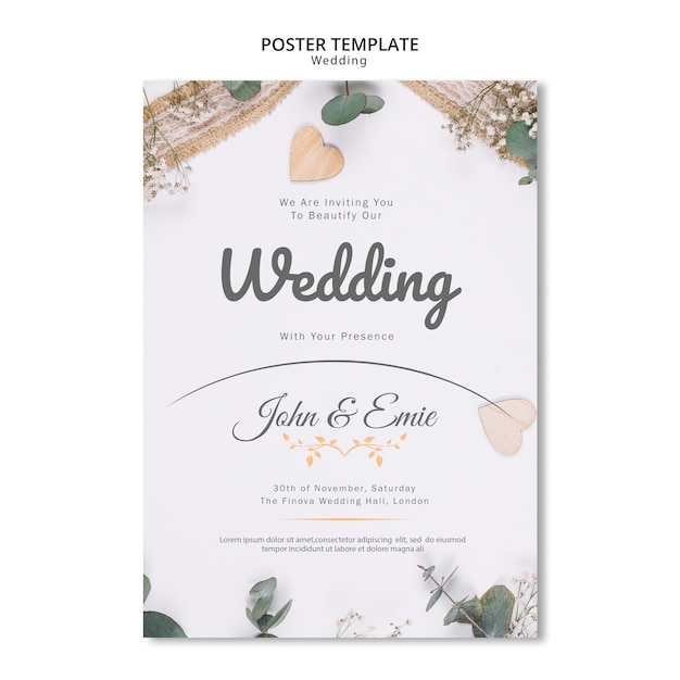 Beautiful wedding invitation with pretty ornaments template