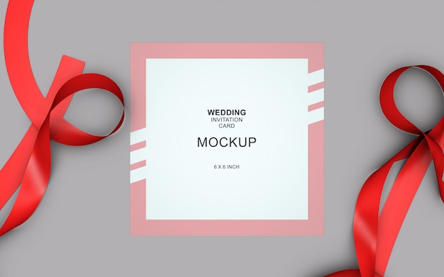 Beautiful weding invitation card mockup