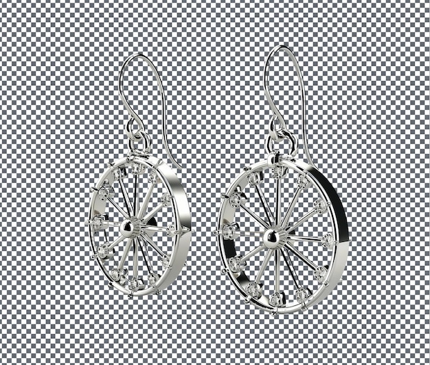 Beautiful Wheel shaped Earrings isolated on transparent background