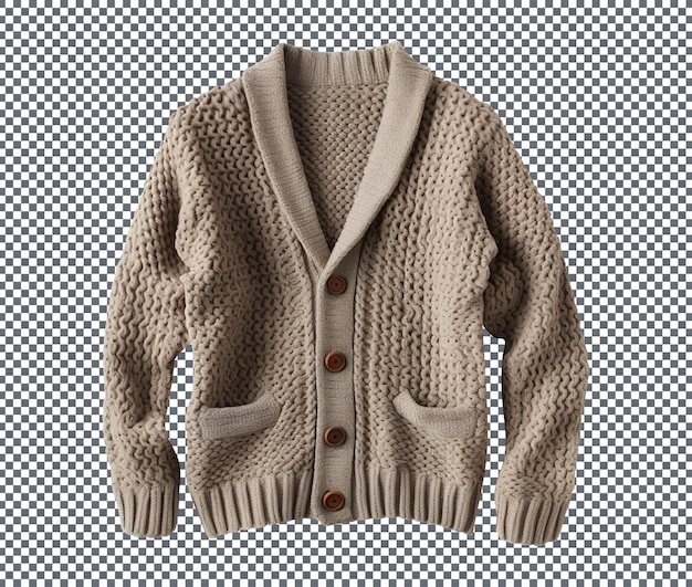 Beautiful winter buttonless Cardigan isolated on transparent background