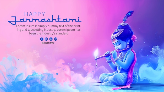 Beautiful wishes card for Indian festival happy krishna janmashtami cultural