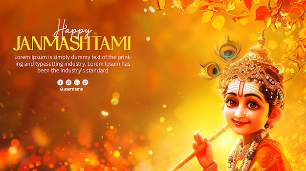 Beautiful wishes card for Indian festival happy krishna janmashtami cultural