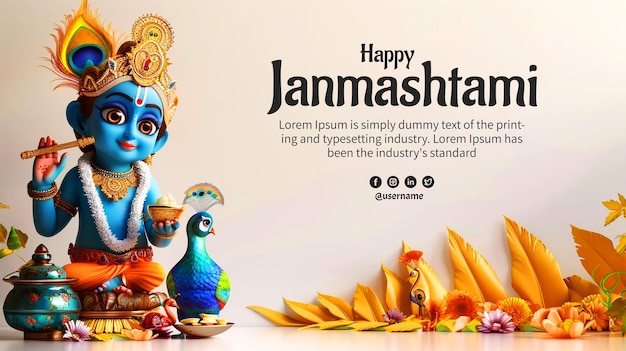 Beautiful wishes card for Indian festival happy krishna janmashtami cultural