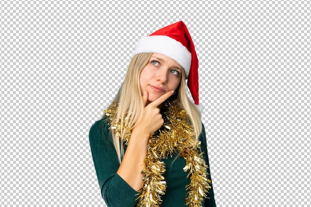 Beautiful woman with Christmas hat isolated