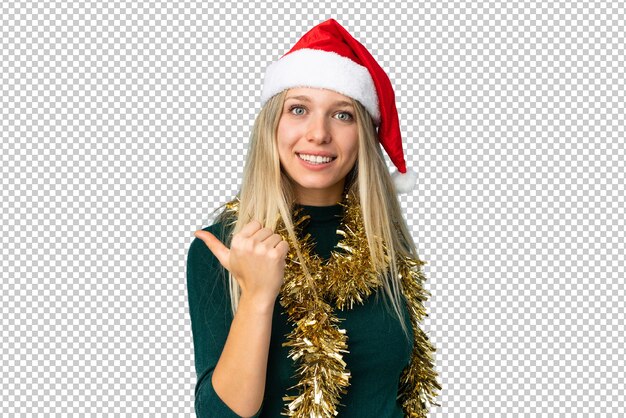 Beautiful woman with Christmas hat isolated