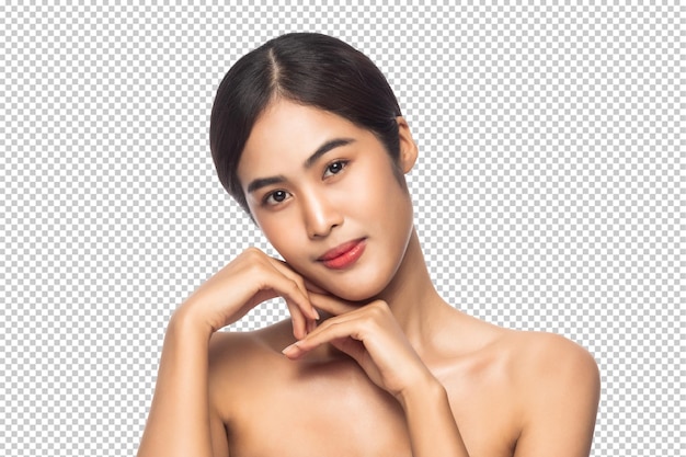 Beautiful Young Asian woman with clean fresh skin Beauty and skincare concept Psd file