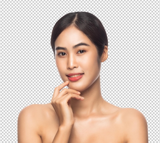 Beautiful Young Asian woman with clean fresh skin Beauty and skincare concept Psd file