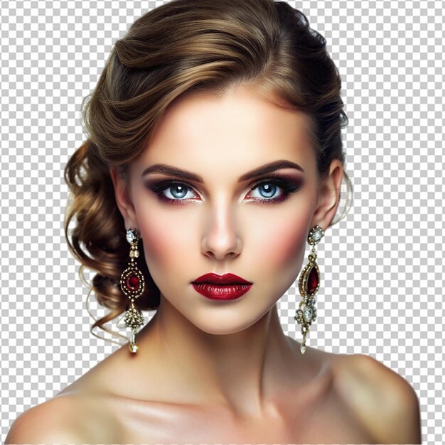 PSD beautiful young woman with evening makeup png