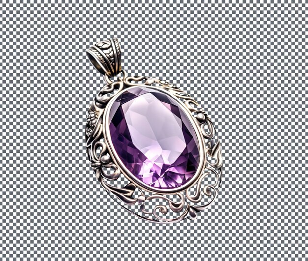 Beautifull amethyst pendant isolated on transparent background