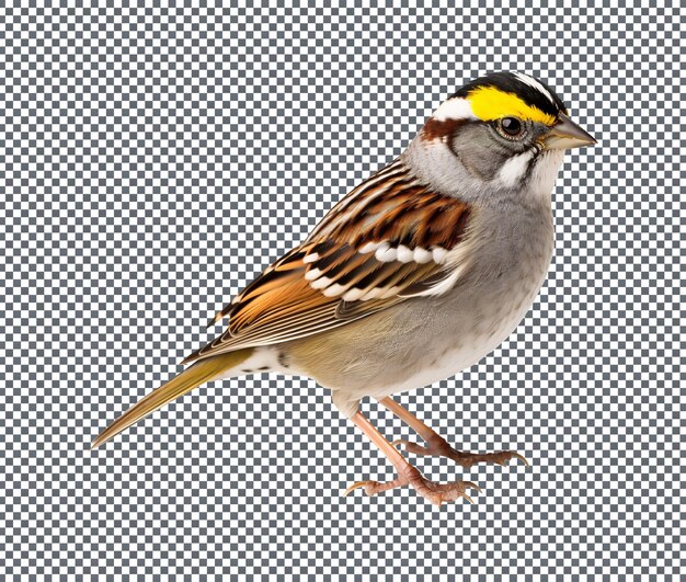 Beautifull and magnificent Whitethroated Sparrow Isolated on transparent background