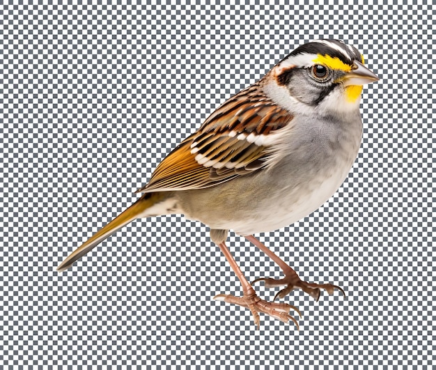 Beautifull and magnificent Whitethroated Sparrow Isolated on transparent background