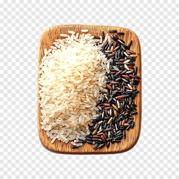 PSD beautifully arranged mix of long grain rice and wild rice isolated on a transparent background