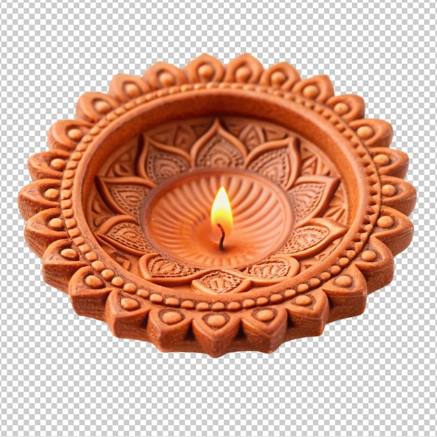 Beautifully carver designer diwali diya plate isolated on transparent background