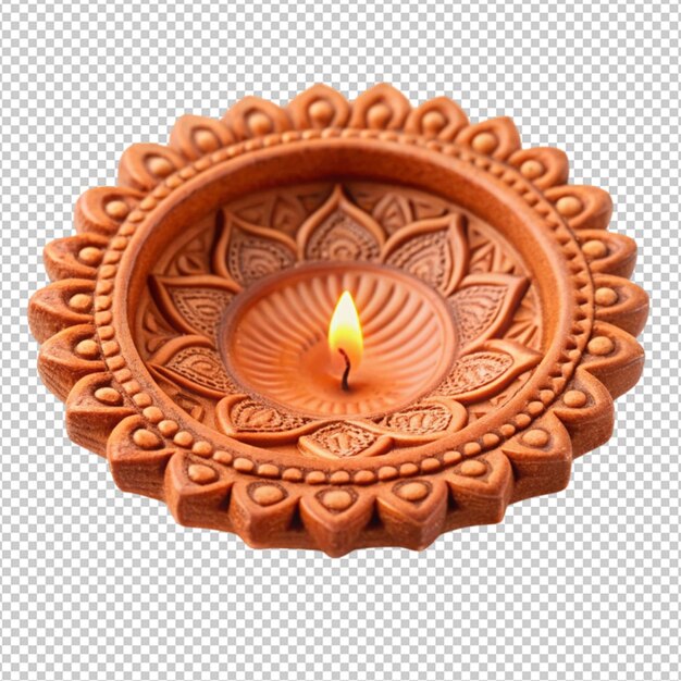 PSD beautifully carver designer diwali diya plate isolated on transparent background