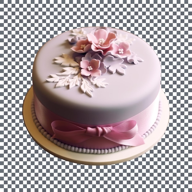 Beautifully decorated fondant cake isolated on transparent background