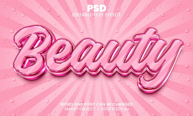 Beauty 3d editable photoshop text effect style with background