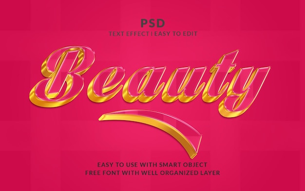 PSD beauty 3d editable photoshop text effect style with background