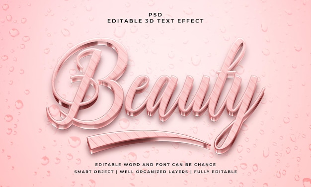 PSD beauty 3d editable psd text effect with background