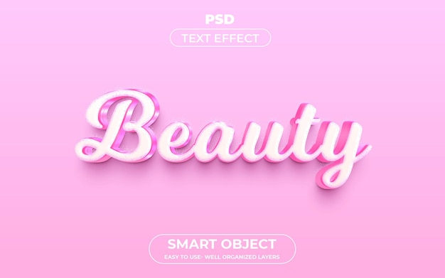 Beauty 3d editable text effect Premium Psd with background