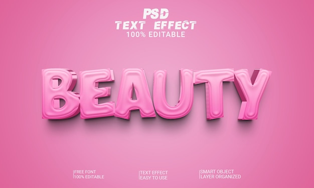 Beauty 3d Editable Text Effect Style PSD File