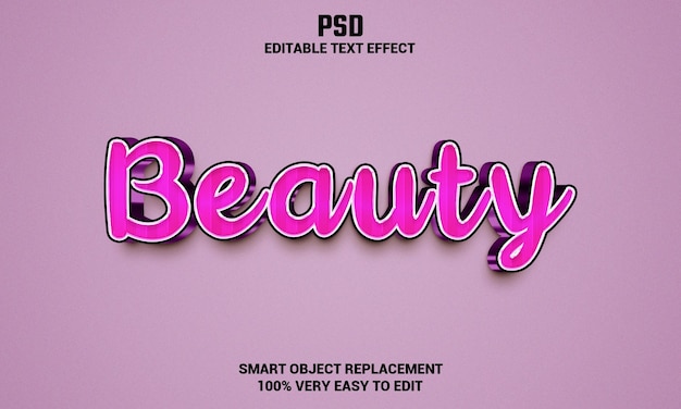 Beauty 3d editable text effect with background Premium Psd