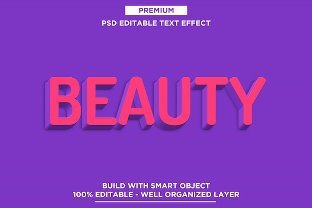 PSD beauty 3d text effect template