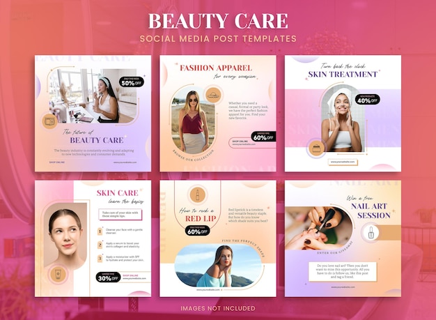 Beauty Care Post Templates Social Media Banners for Instagram and Facebook