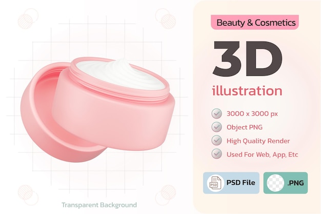 Beauty cream face Cream jar beauty and cosmetic 3d Illustration