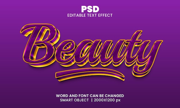 Beauty luxury 3d editable text effect Premium Psd with background