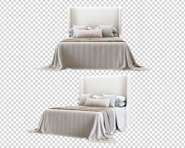 Beauty modern bed in 3d rendering isolated