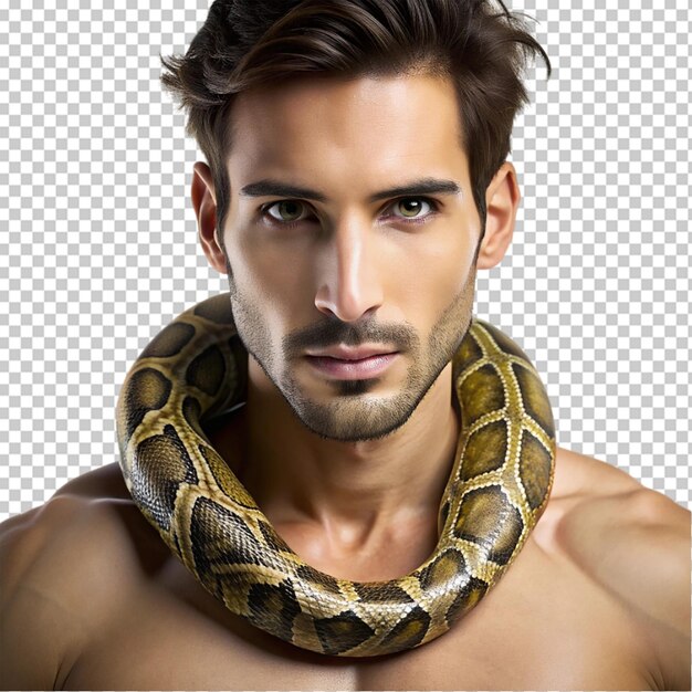 PSD beauty nature and portrait of man with snake