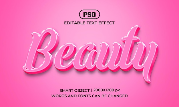 Beauty Pink 3d editable text effect