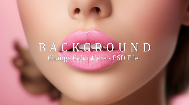 PSD beauty pink lips makeup lipstick and lip gloss natural full lips