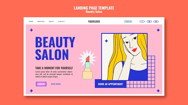 Beauty pop art landing page template